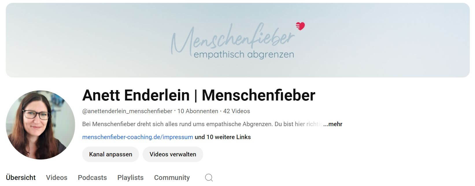 Screenshot vom Menschenfieber Audioblog auf YouTube im Juli 2024